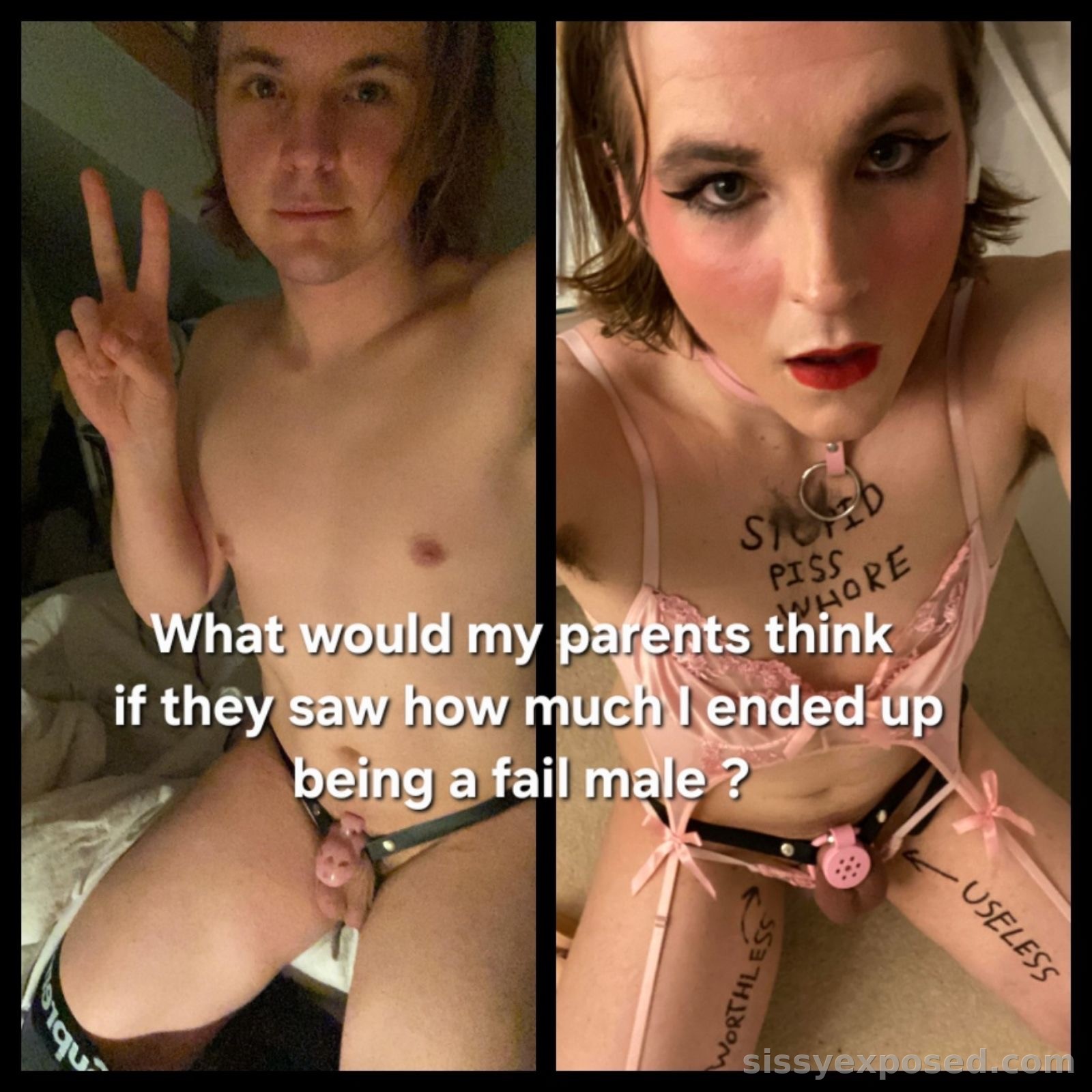 Dumb sissy loves exposure