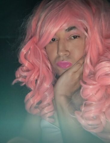 Satin wearing sissy bimbo exposed