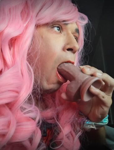 Satin wearing sissy bimbo exposed