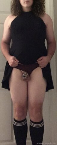Sissy Shows off her Cage
